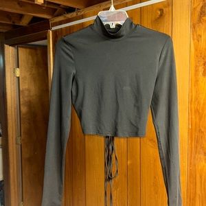 Long Sleeve Open Back Crop Top